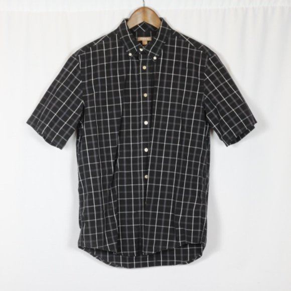 Grey Plaid Men's Short Sleeve Shirt